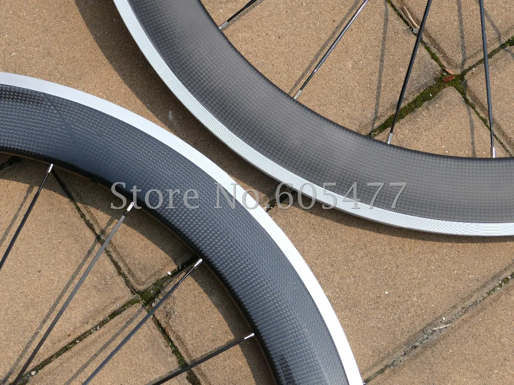 A -  Toray Carbon Glossy Matt Clincher Wheelset 60mm Road Bike Clincher Wheel Rims Alloy Brake Side Pair Width : 20.5mm / 23mm