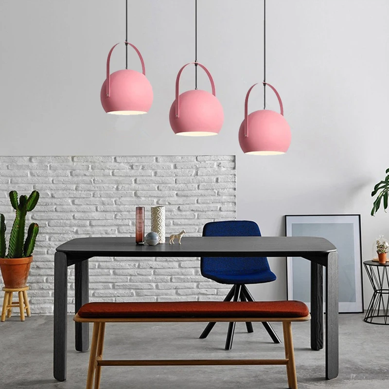 Bar Modern Pendant Light Hotel Pink Lights Kitchen Island Lamp Bedroom Pendant Lighting Study Office Ceiling Lamp Bulb Include