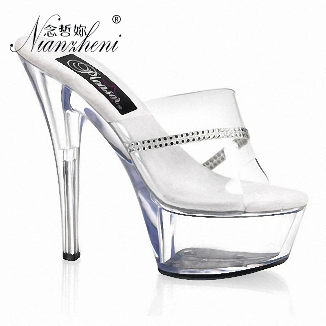 Hot sale bridal shoes wedding shoes 6 Inch Thin Heels platform heels 15cm sapatos feminino summer transparent crystal Dress rome