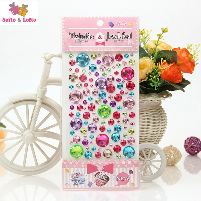 Free shipping 5 sheets twinkle cellphone jewel seal 3D diamond stickers party supplies decorations DIY handwork girls article