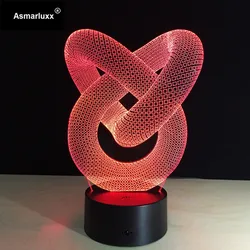 Love Knot Abstract Circle Spiral 3D LED Light Hologram Illusions 7 Colors Change Decor Lamp Best Night Light Drop Shipping