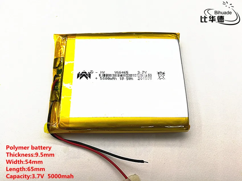 2pcs/lot 3.7V,5000mAH,[955465] PLIB; polymer lithium ion battery / Li-ion battery for tablet pc,power bank,E BOOK;