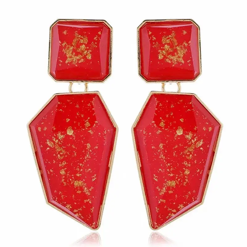 Red Pendant Za Earrings 2019 Handmade Resin Flower Crystal Beads Statement Bridal Earring Party Dangle Drop Earrings Gift