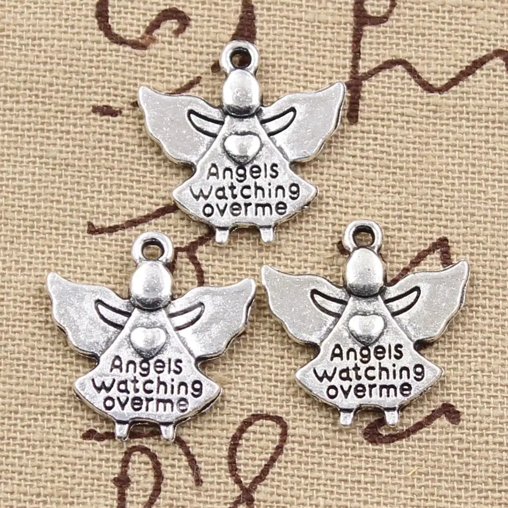 10pcs Charms Guardian Angel Watching Over Me 20x19mm Antique Pendants,Vintage Tibetan Bronze Silver Color,DIY Handmade Jewelry