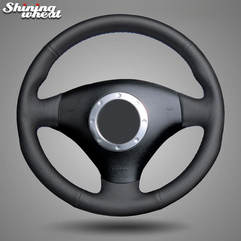 

Shining wheat Black Leather Car Steering Wheel Cover for Audi TT 2001-2006 A3 2000-2003 A4 2003-2005 RS 6 2003 S4 2004-2006