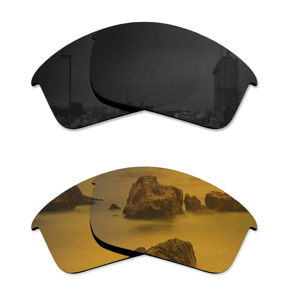 

Glintbay 2 Pairs Polarized Sunglasses Replacement Lenses for Oakley Bottle Rocket Stealth Black and Bronze Gold