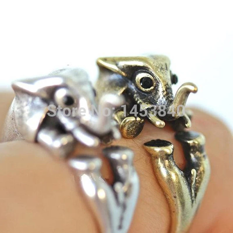 Elephish trunk up ring, elephant ring, burnish ring, lucky ring