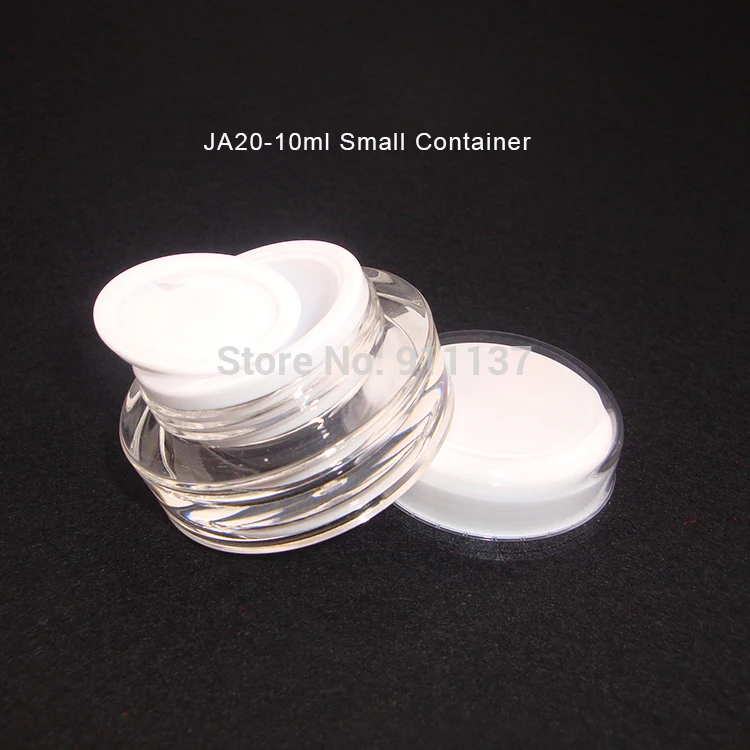 

wholesale round small 10g plastic jar , white small 10g acrylic jar for nail polish , free sample plastic cosmetic 10ml mini ja