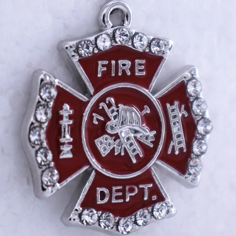 Alloy Eco Friendly Metal Enamel Oil Red Cross Firefighter Fire Dept Charms pendants For Necklaces Bracelets Making