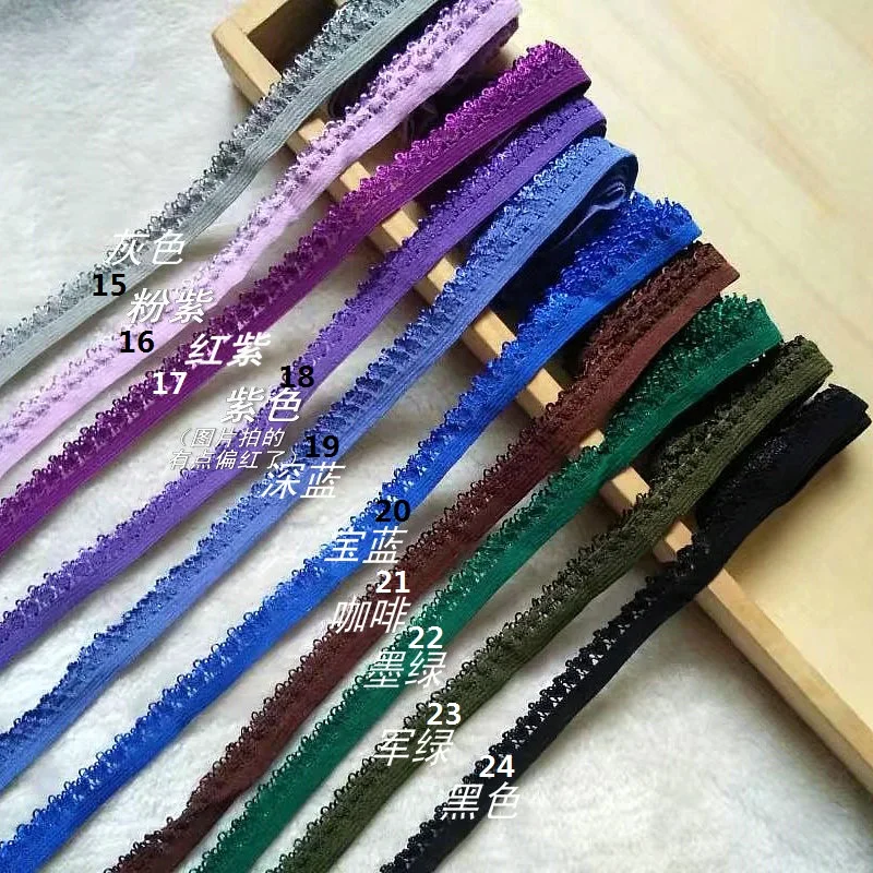 Newest Color Top Grade 1.1cm 10Meters Small Lace Trim / Underwear Elastic Stretch Lace Trimmings/ Diy Sewing Garment Trims Z249