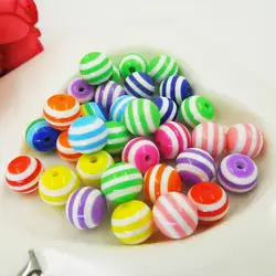 Bracelet Accessory Children Handcraft Department 8 Color 6mm 8mm 10mm 12MM Resin Spacer Beads Round Shape Mixed Stripe Pattern
