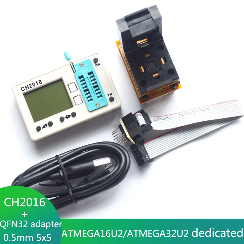 

CH2016 Intelligent High Speed USB Programmer+QFN32 adapter WSON32 DFN32 MLF32 for ATMEGA16U2 ATMEGA32U2 Programmer