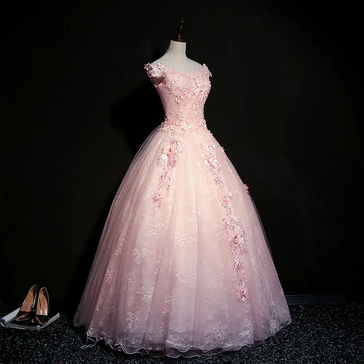 3d flower cutting pink lace embroidery beading ball gown long dress Medieval dress Renaissance gown royal dress Victoria dress