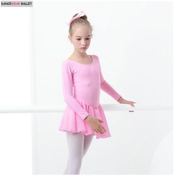 New  Baby Kids Pink Cotton Ballet Leotard Dress Toddler Girls Ballet Practice Dance Dress For Children