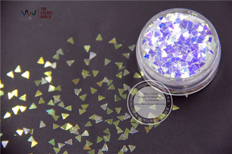 TCR6321B Triangle shape 3MM size White with blue gold shinning colors glitter amazing sparkles for Nail Art  and DIY supplies