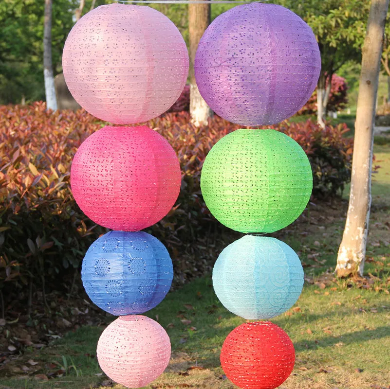 10''25cm Hollow Out Paper Lantern Balloon Chinese Round Paper Lantern Ball Lampion for Festival Wedding Decoration Party Favor