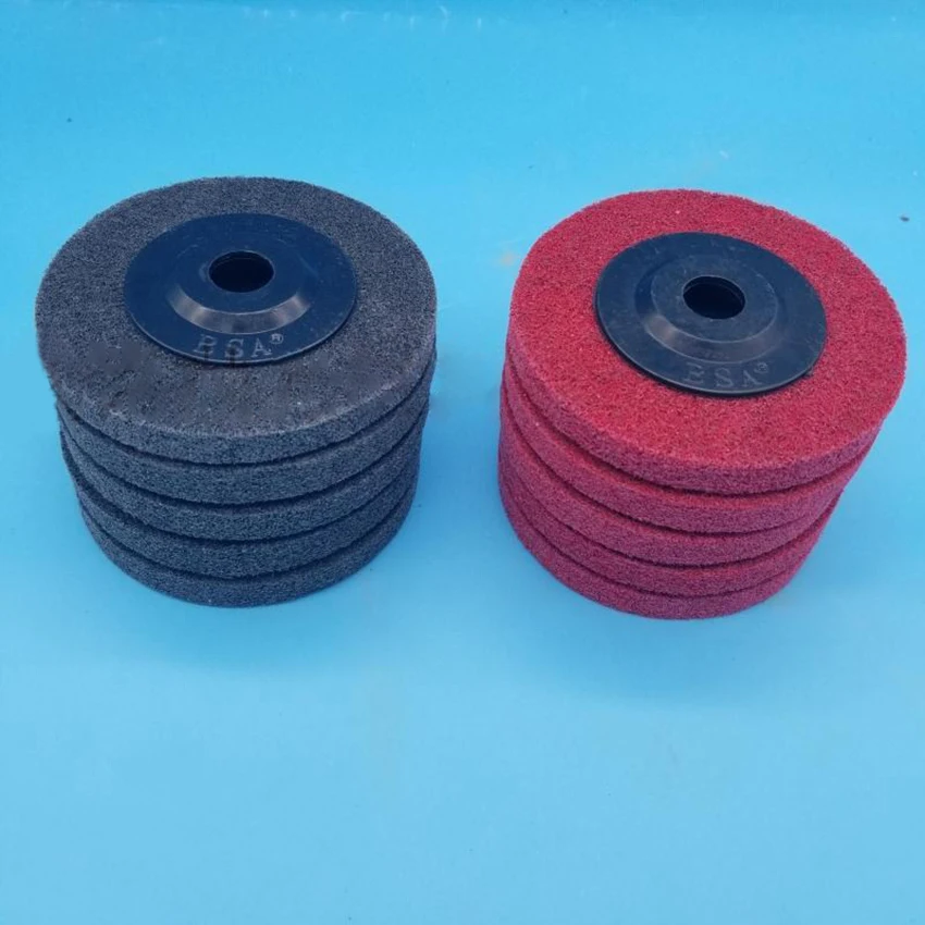 Polishing Wheel for Bench Grinder Buffing Wheel 4 Inch Gray & Red Fiber Polishing Disc Pad Nylon Wheel Grinder Tool 100x16mm