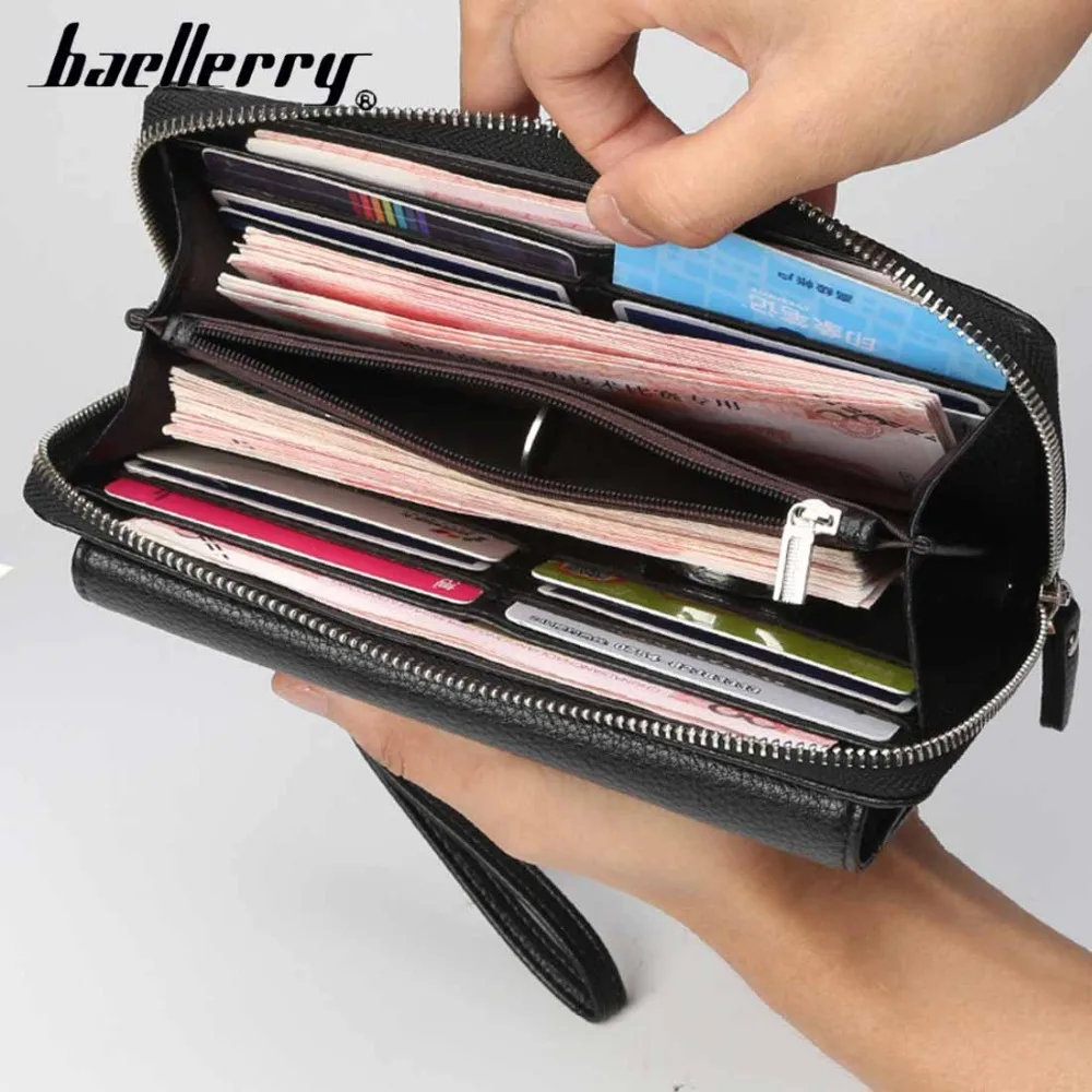 Baellerry Men Wallets Long Large Capacity Business Quality Wallet PU Leather Phone Pocket Card Holder Male Wallet