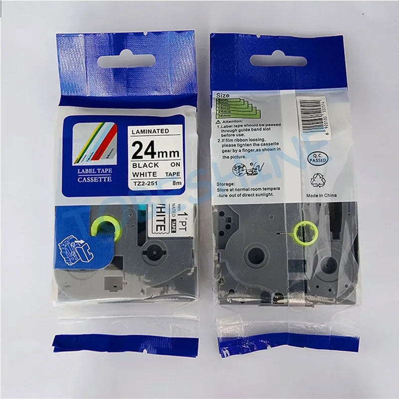 Imagem -01 - Fita Marcador de Fita Tze Compatível com Brother Tze 20 Tamanhos Preto e Branco 24 mm para p Touch Peças Lote Tze 251 Embutido Tze251