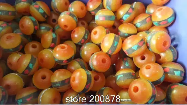 10PCS Tibetan Simulent Beeswax Rosary loose bead 8mm10mm Nepal Handmade inlaid metal silks Apple beads TSB0325