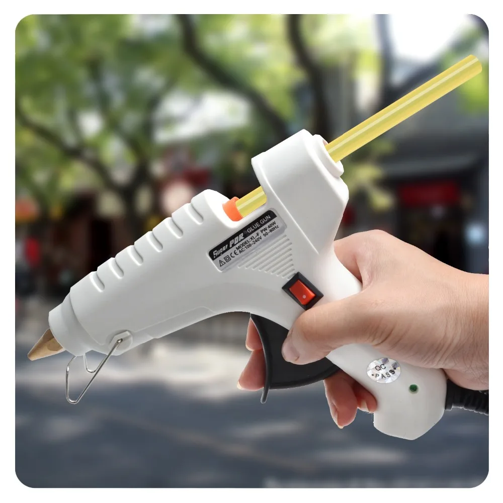 

White Glue Gun 60W Heater: Mini DIY Repair Tool Set with Cigarette Charger, Used for Car Dent Removal, and More