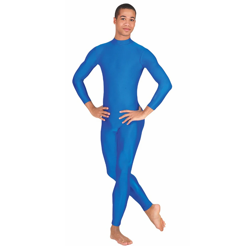 LZCMsoft-Unitard à manches longues et col montant pour hommes, costume de batterie en spandex pour adultes, vêtements de danse pleine longueur, vêtements AqDance Zentai