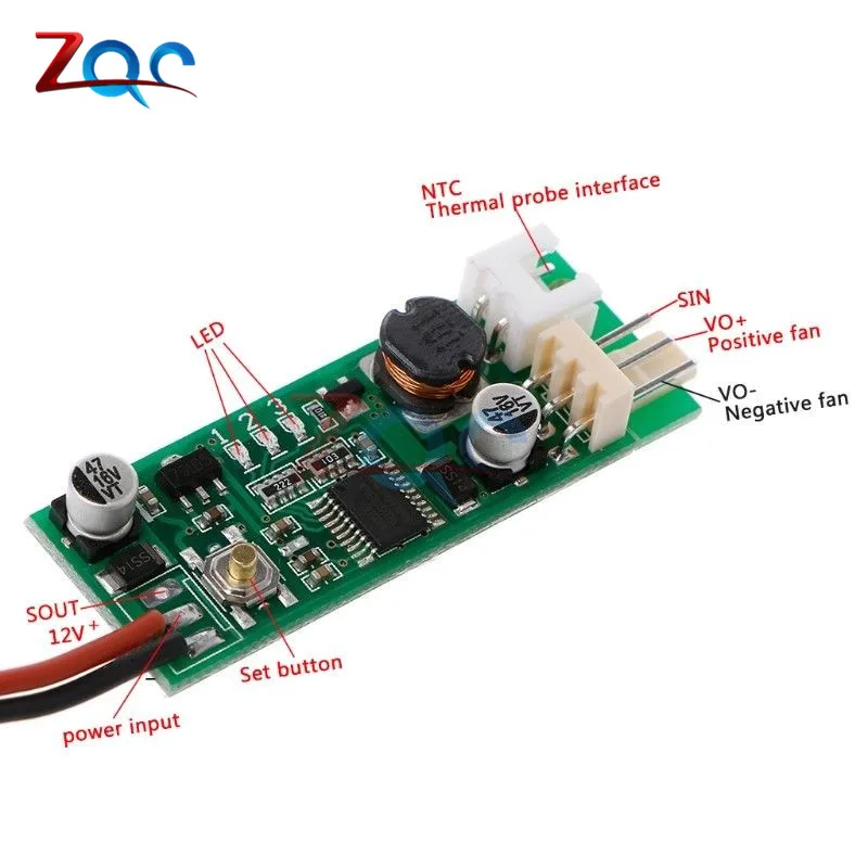 DC 12V Temperature Controller Denoised Speed Controller ON/OFF for PC Fan/Alarm Board Module With wired cable