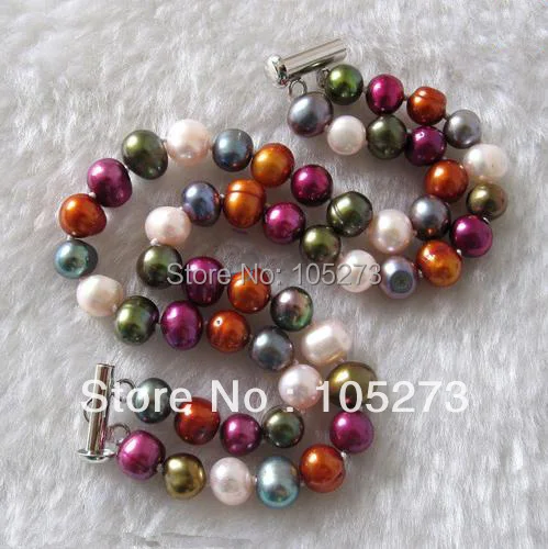 New Arriver Pearl Jewelry 8inch AAA 7-8MM 2Row Multicolor Genuine Freshwater Pearl Bracelet Fashion Lady's Jewelry Free Shipping