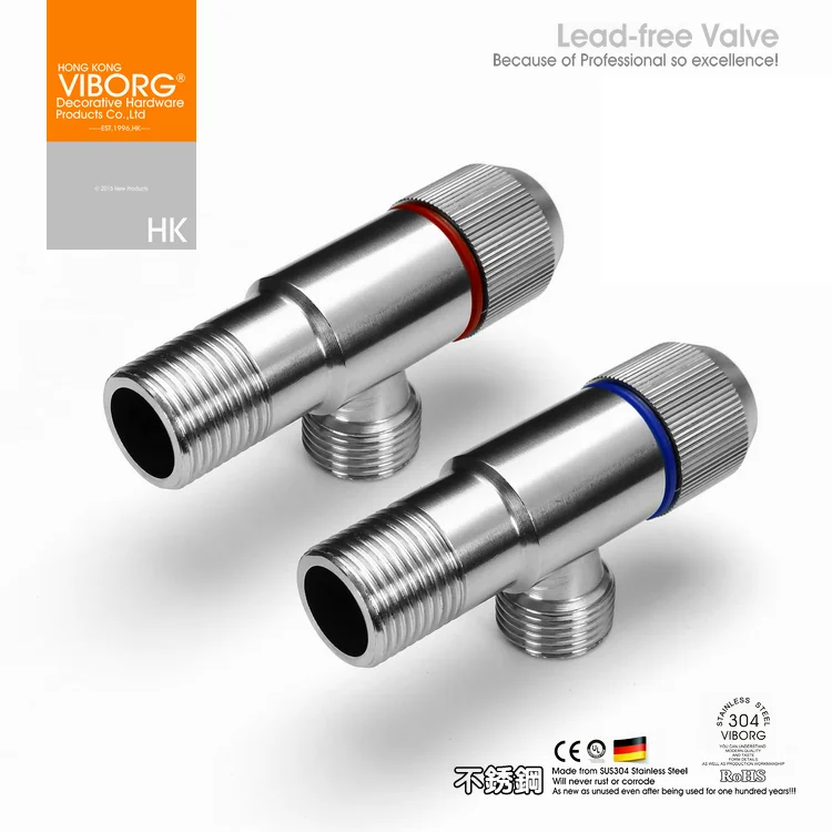 

(1 pair) VIBORG Deluxe SUS304 Stainless Steel extra-thick Lead-free Extra-long Angle Valve Angle Stop Valves, KS-A11