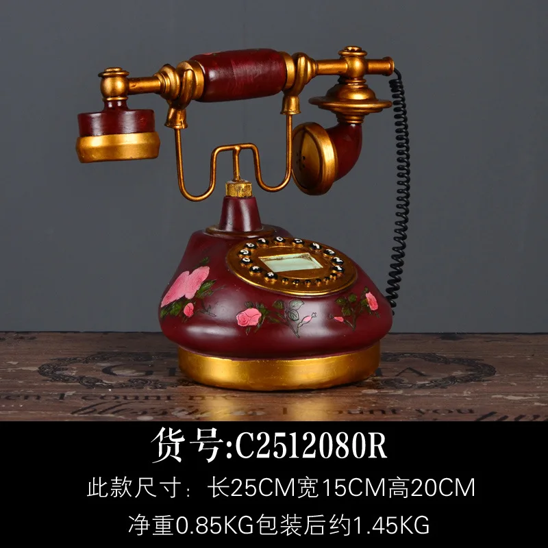 Retro Telephone Model Home Decoration Resin Prop Ornaments Creative Window Living Room Showcase Gift Presenst Photographic Props