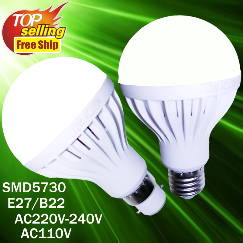 Led Light Bulb E27 B22 3W 5W 7W 9W 12W 5730 led bulb 110V E14 Led 220v Candle Light spotlight led lampada