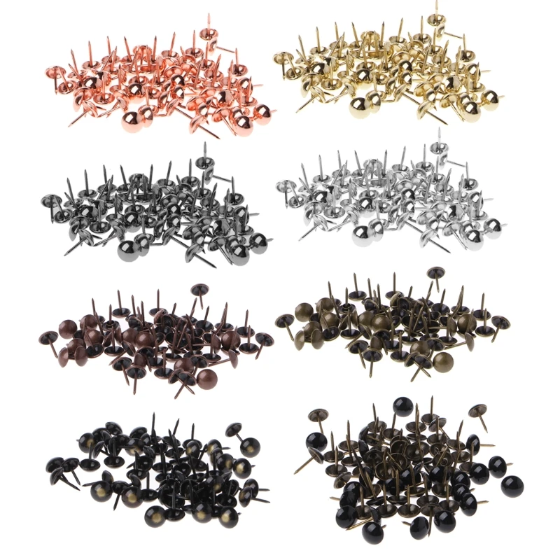 100pcs Antique Brass Upholstery Nails Furniture Tacks Pushpins Hardware Decor