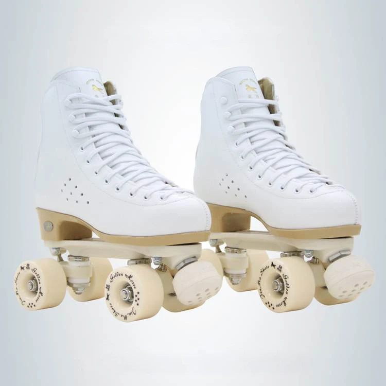 Two Line Roller Skates Shoes Double Row Skates Children Adult Parenting Roller Sneakers 4 PU Wheels Cowhide Leather Unisex IB47