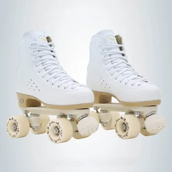 Unisex Two Line Roller Skates Shoes, Double Row Skates, Crianças, Adulto, Parenting, 4 PU Wheels, Couro, IB47