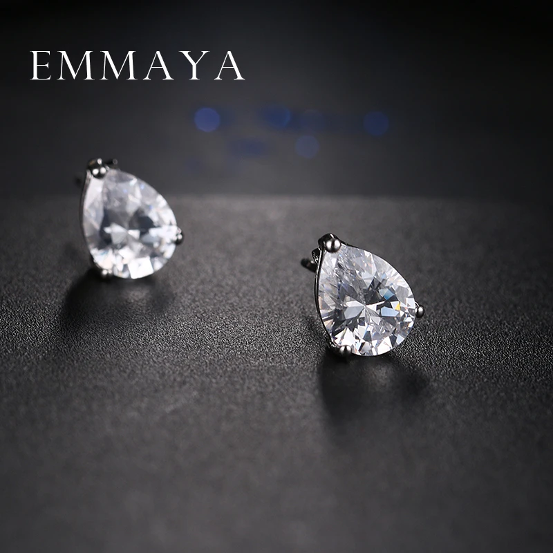 Emmaya Fshion Water Drop Design Top Quality Earrings Cubic Zircon Stud Earring for Women Boucle D\'oreille Pendientes Mujer