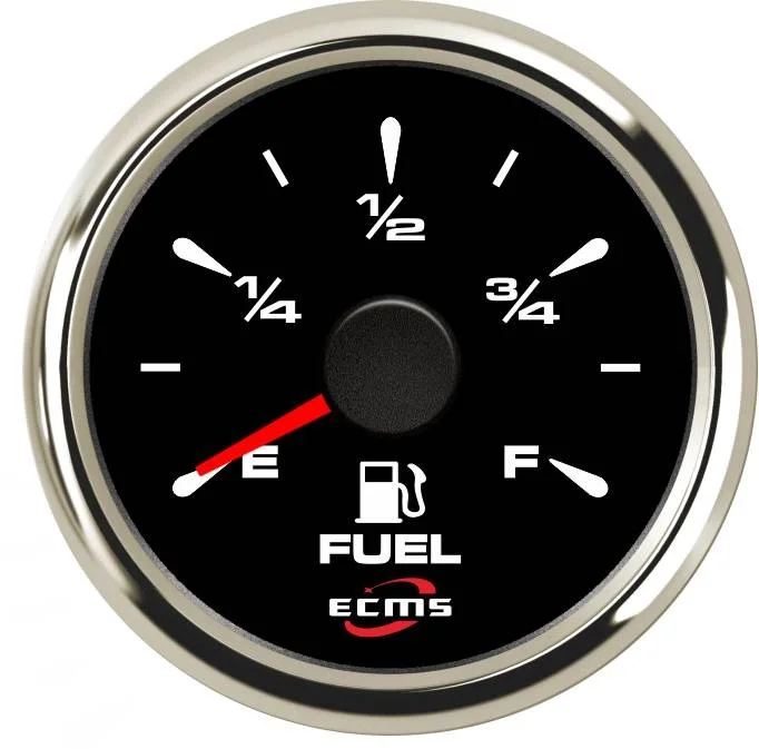 

New Design Marine Boat Yacht Automotive Fuel Level Gauge E-F 9-32V 52mm 2 Inch 316L Chrome Bezel Black Dial 802-00004