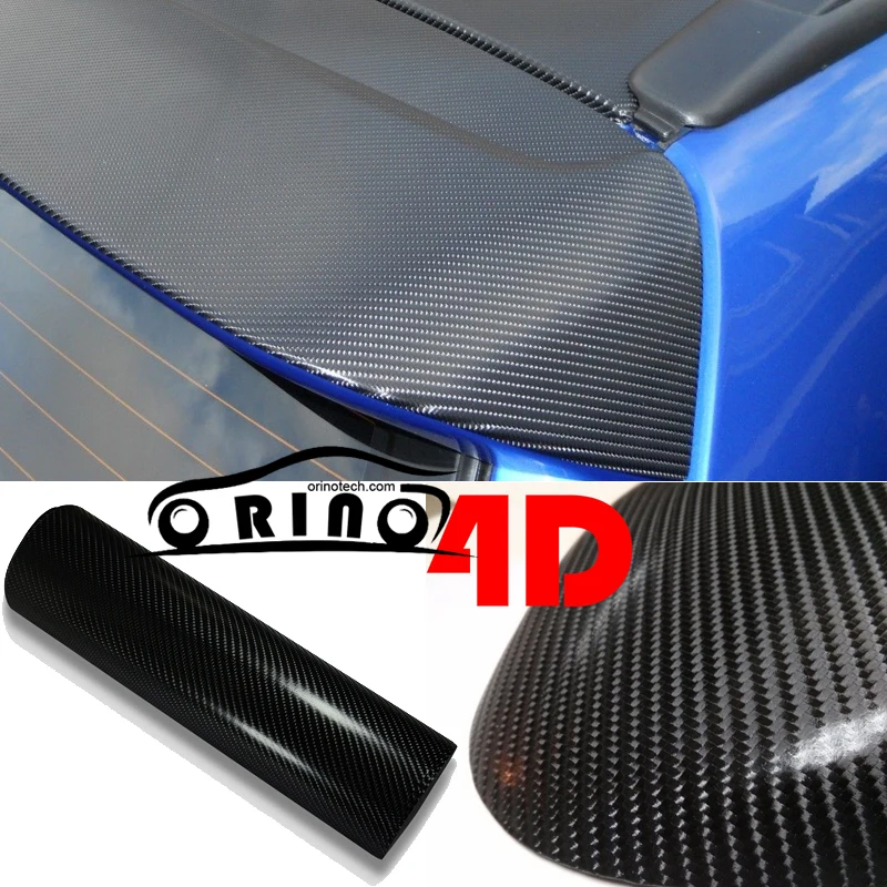 

1.52*30m/Roll 4D Black Carbon Fiber Vinyl For Car Wrap With Air Channels Like realistc Carbon Sticker Covers For Auto