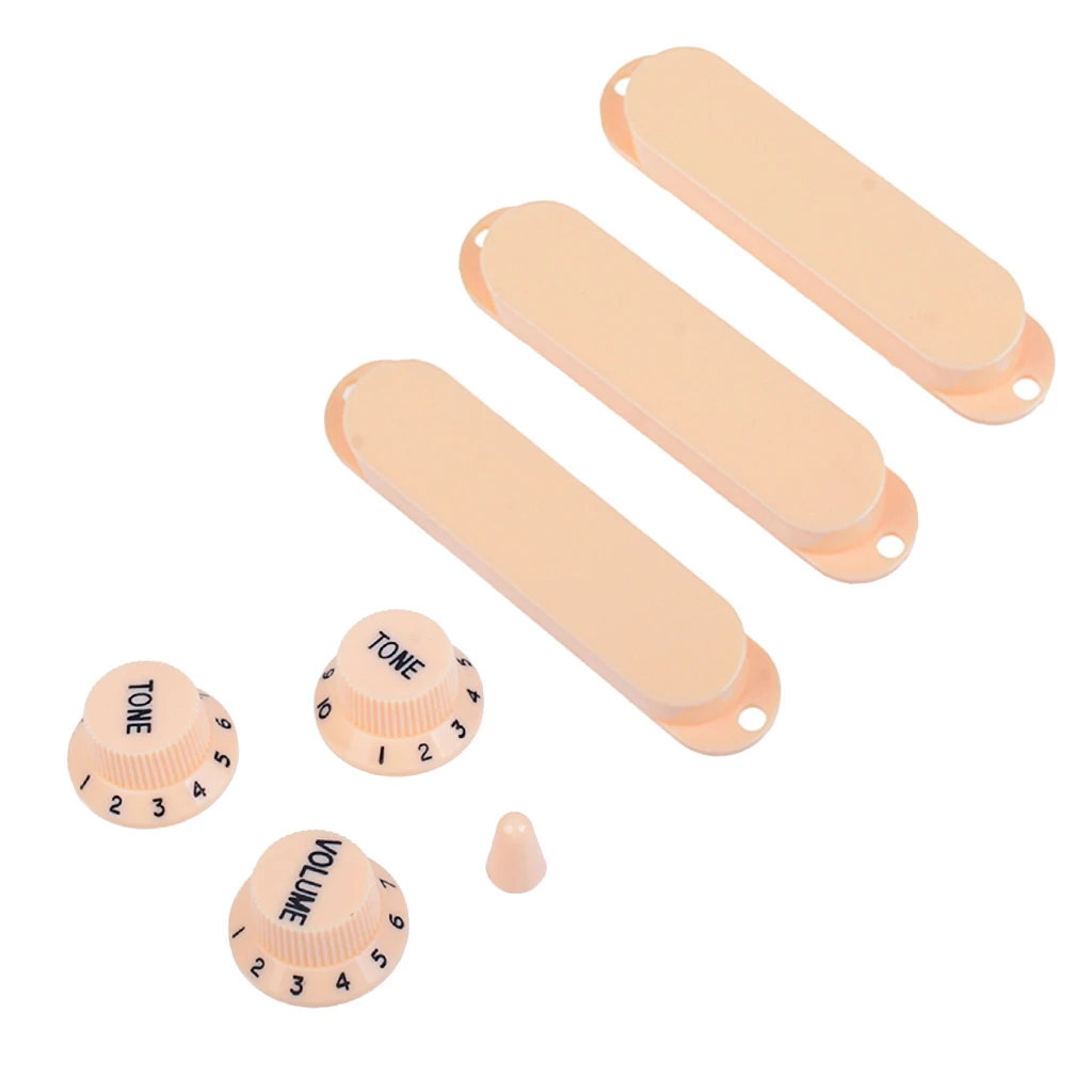 1 Set Plastic Closed Single Coil Pickup Cover with Volume Tone Crontrol Knob Switch Tip for Electric Guitar Parts