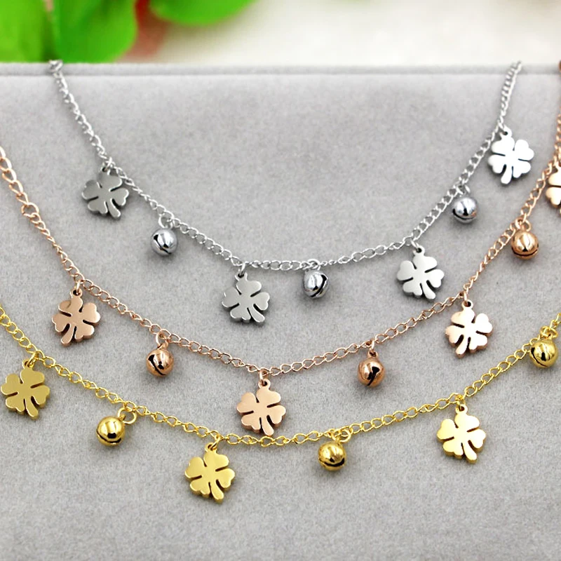 New Arrival Flowers And Bell Anklet For Women Titanium Steel Gold Color Women Jewelry Anklets Wholesale