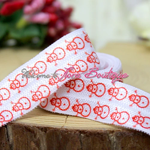 

Snowman cartoon printed FOE Fold over elastic for hair band 100yards