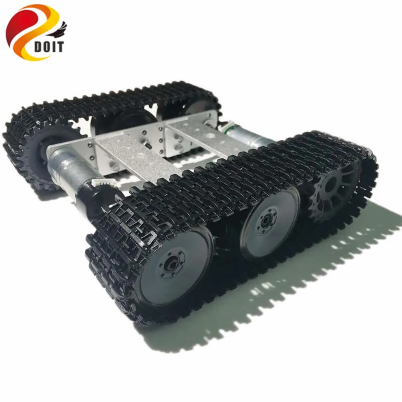 DOIT mini TP100 Silver Robot Tank Chassis Gąsienicowy samochód z podwójnym silnikiem DC 9V do Arduino DIY RC Robot Toy Part