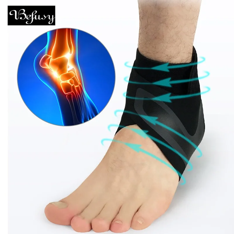 1Pair Safety Ankle Support Gym Running Protection Black Foot Bandage Elastic Ankle Brace Band Guard Sport Tobilleras Deportivas