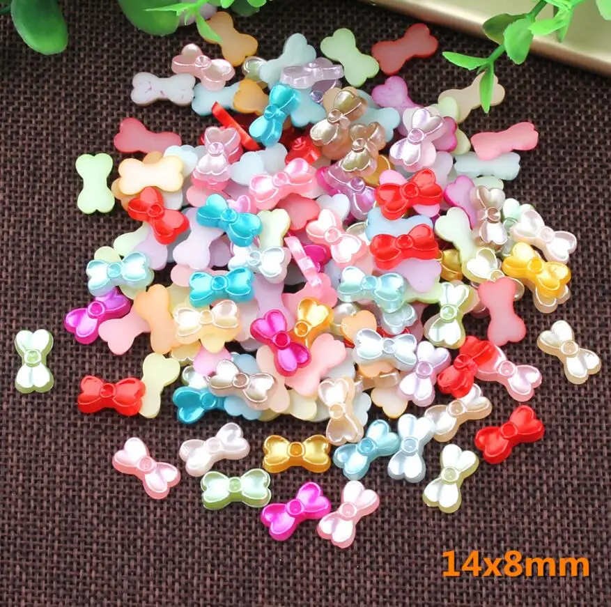 1000pcs 14*8mm ABS Bow Multicolored Pearl Bead For Sewing UV Epoxy Filler Resin Jewelry Making Craft Nail art Accessories