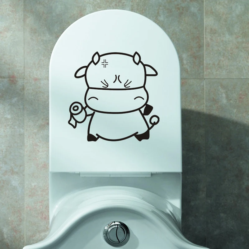 

Cartoon Cute Calf Toilet/Wall Stickers Bathroom Decor Cupboard For Home Decoration Vinyl Decals Funny Waterproof Animal Stickers