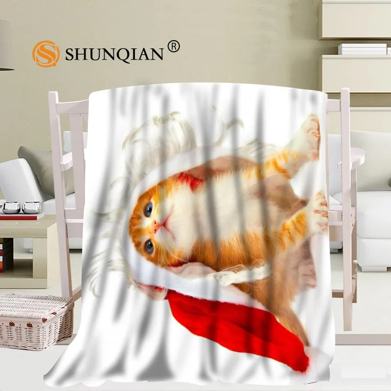 Hot Sale custom Christmas Cats Dogs Blanket Manta Falafel Blanket Sofa/Bed/Plane Travel Bedding 56x80inch 50X60inch 40X50inch