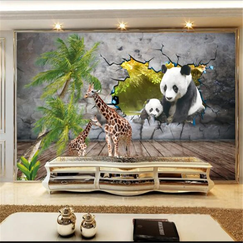 wellyu   Custom wallpaper  papier peint mural 3d   European hand painted paint illustration panda  papel pintado pared