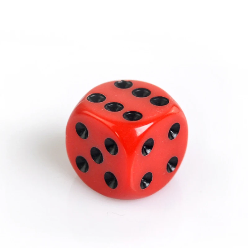 6pcs/pack New Acrylic Dice 16mm Red Black Round Corner High Quality Boutique Game Dice