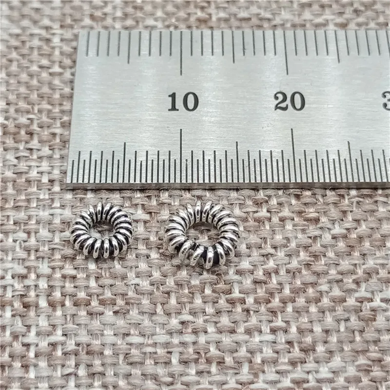 15 Sterling Silver Coiled Rope Ring Beads 925 Silver Twisted Rope Spacer 5mm 6mm