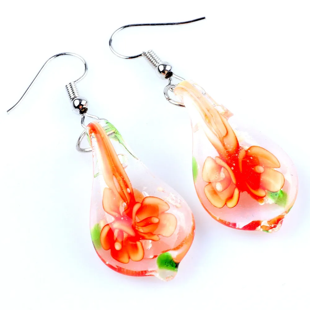 Wholesale Womens 2023 Summer 6Pairs Handmade Murano Lampwork Glass Mix Color Flower Earrings Hot