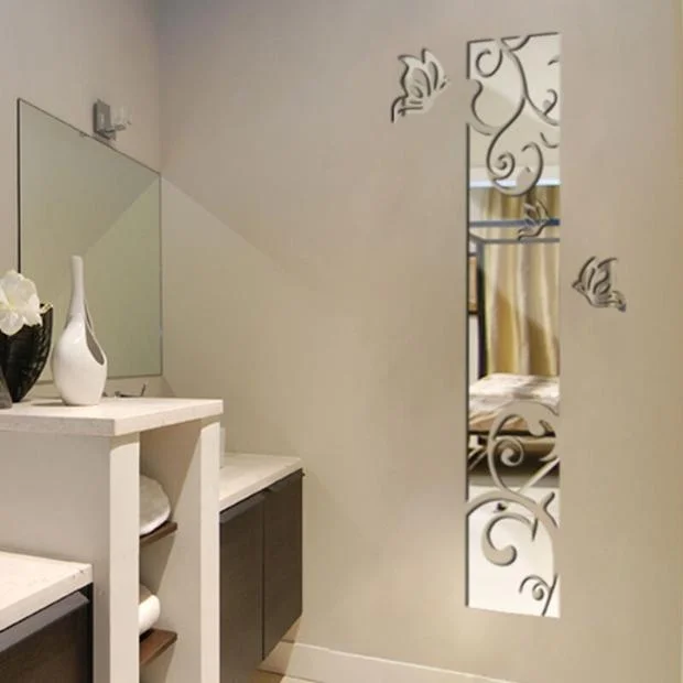 30*160cm wall mirror sticker , original decorative mirror sticker ,  artiest cut out butterfly frame sticker